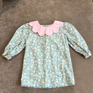 Floral infant Dress with Pink Collar